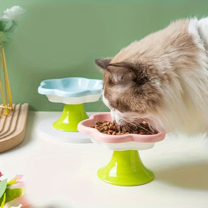 Raised Ceramic Bowl With Cat Flower Design