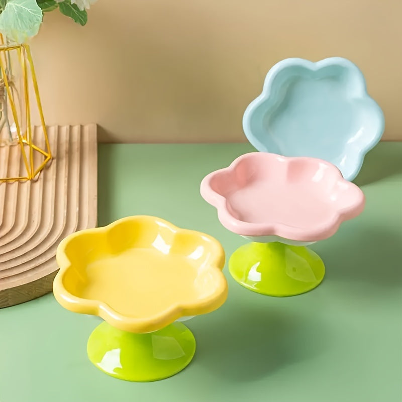 Raised Ceramic Bowl With Cat Flower Design