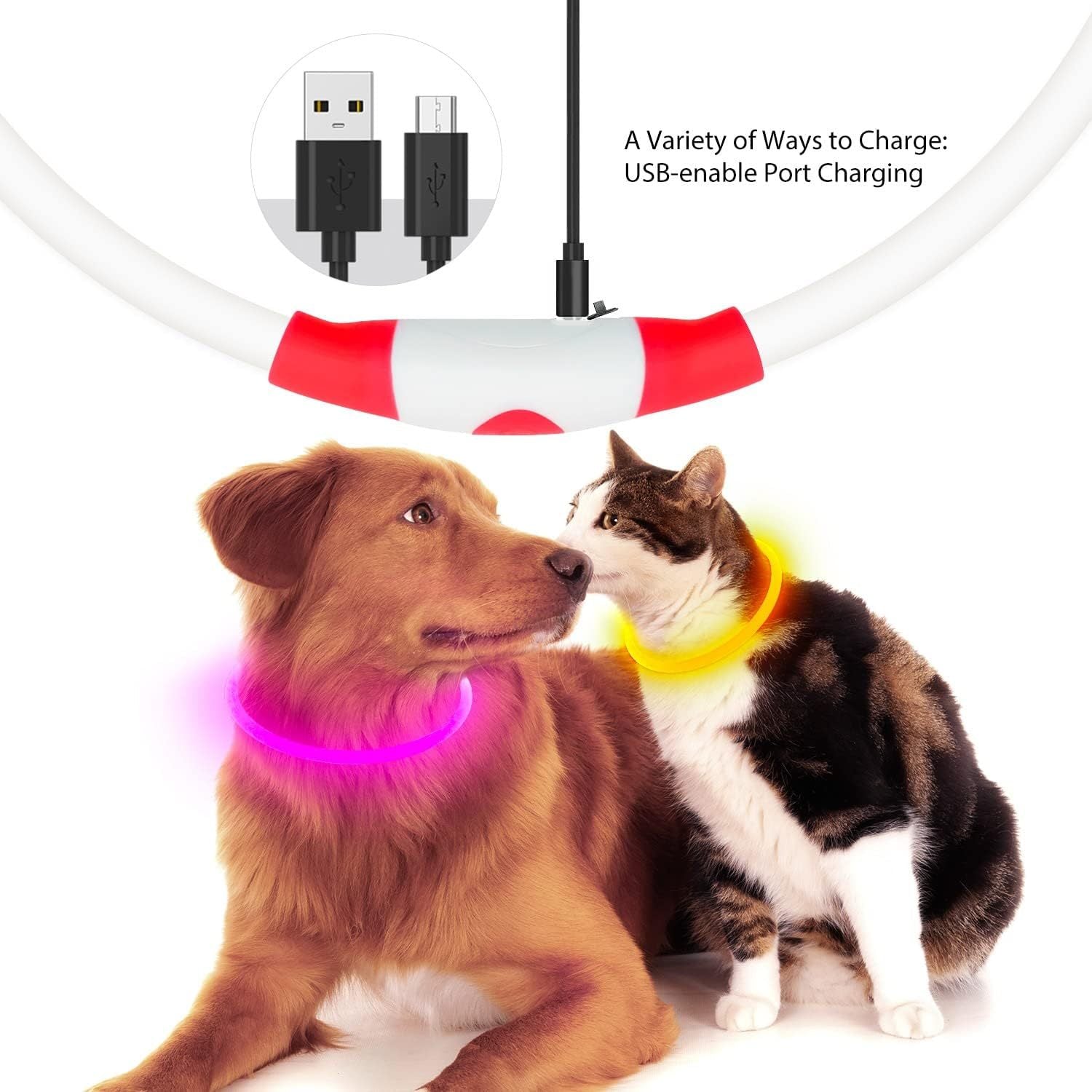 LED Dog Collar USB Rechargeable Glowing Pet Collars