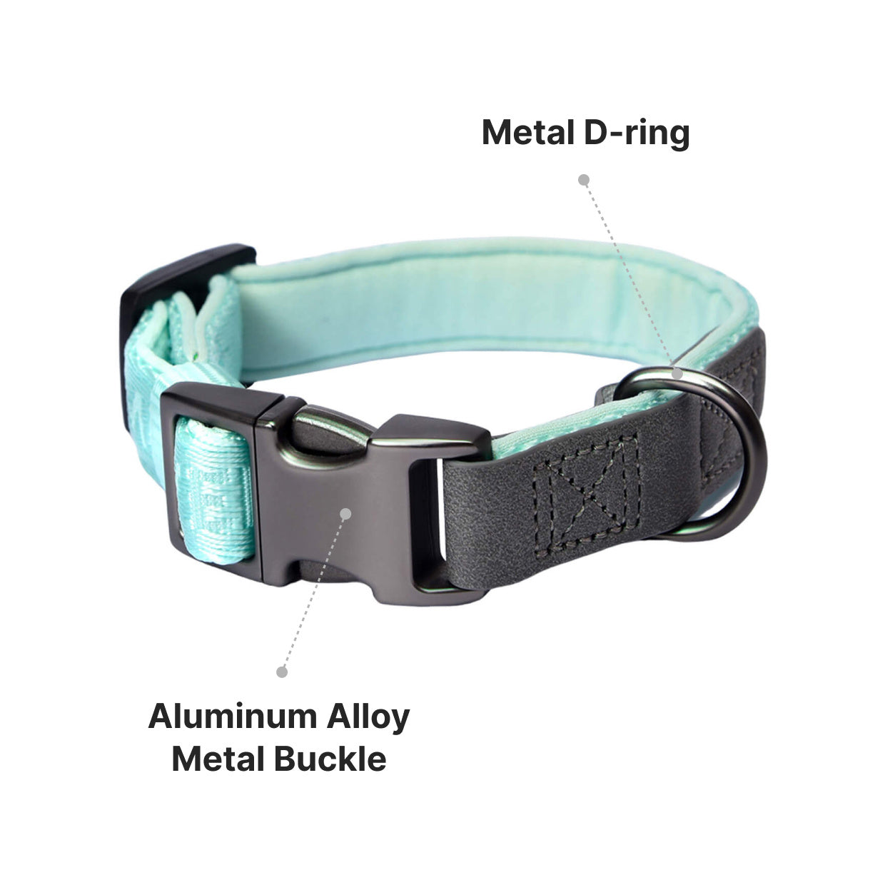 PETMARVEL Heavy Duty Solid Dog Collar Neoprene Padded One Inch Wide