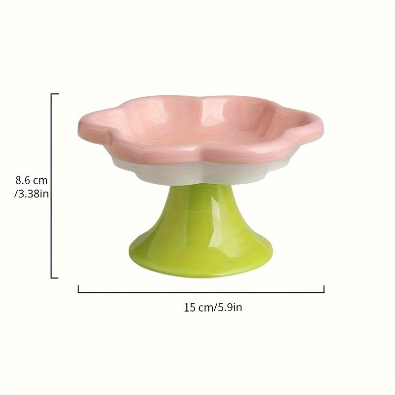 Raised Ceramic Bowl With Cat Flower Design