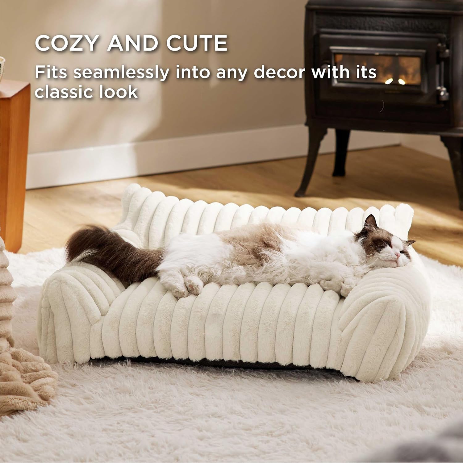 Bedsure Cute Cat Couch For Pets - Fluffy Cat Sofa
