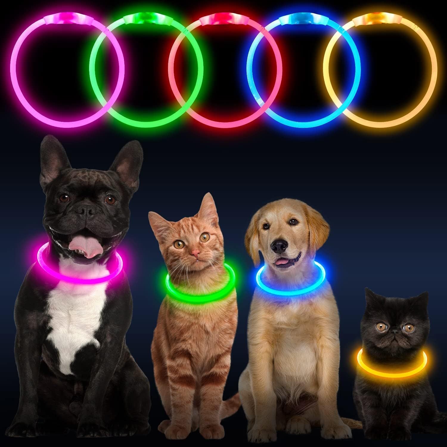 LED Dog Collar USB Rechargeable Glowing Pet Collars