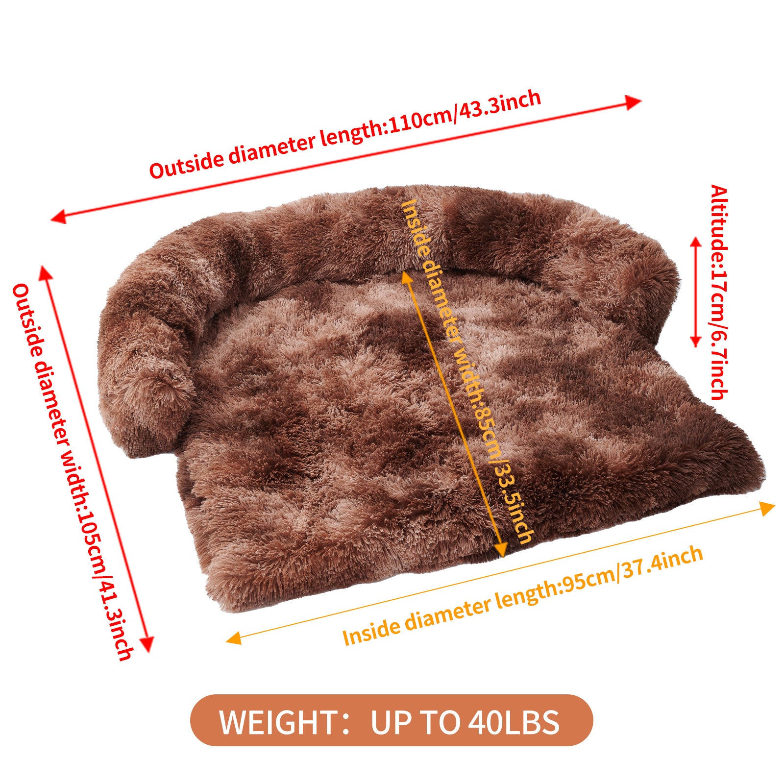 Calming Dog Bed Fluffy Plush Dog Mat Furniture Protector