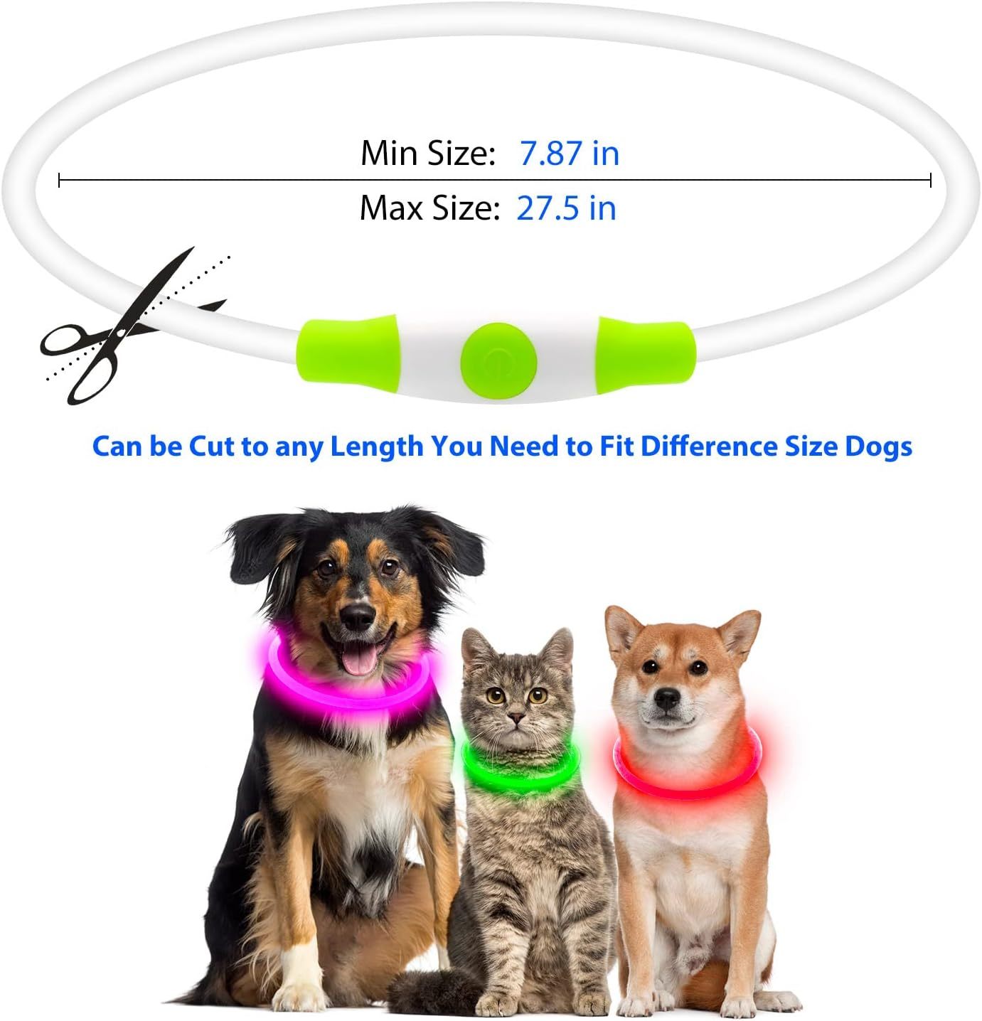 LED Dog Collar USB Rechargeable Glowing Pet Collars