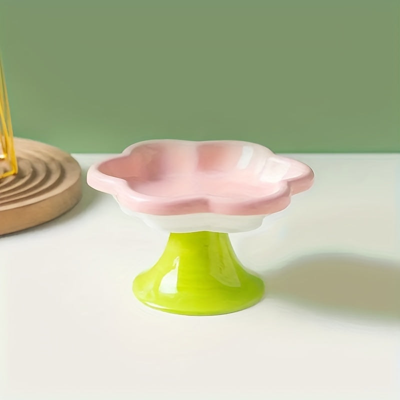 Raised Ceramic Bowl With Cat Flower Design