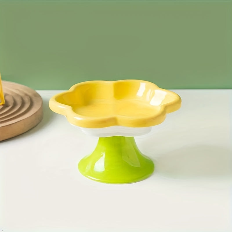 Raised Ceramic Bowl With Cat Flower Design