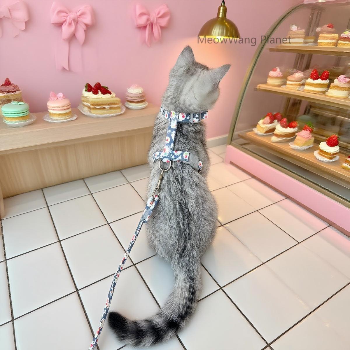 Japanese Style Pet Harness And Leash Set Adjustable Vest For Cats And Small Dogs